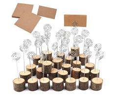 CUHAWUDBA 30 Unids Portatarjetas De Lugar De Madera RúStica con Alambre Remolino Soporte De Memo De Corteza De Tarjeta Foto De Nota Y Tarjetas De Lugar Kraft Una Granel para Banquete De Boda