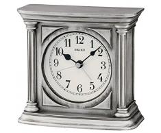 Seiko Reloj de sobremesa con alarma, acabado antiguo Madera, Plata