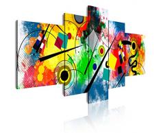 DekoArte - Cuadros Modernos Impresión de Imagen Artística Digitalizada | Lienzo Decorativo Para Tu Salón o Dormitorio | Estilo Abstractos Moderno Arte Kandinsky Rojo Azul | 5 Piezas 180 x 85 cm XXL