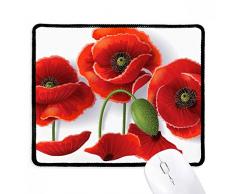 DIYthinker Flores rojas Pintura maíz pétalos de amapola fruta antideslizante Mousepad Juego de oficina Negro Titched Bordes regalo