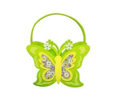 HAAC - Cesta Decorativa de Fieltro (23 x 20 x 8 cm), diseño de Nido de Pascua con Mariposas y Flores