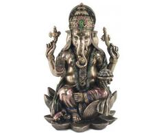 CAPRILO Figura Budista Decorativa de Resina Ganesha Adornos y Esculturas. Budas. Decoración Hogar. Regalos Originales. 18 x 11 x 11 cm.