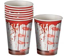 Guirca Lote 8 Vasos insanguinati Halloween, Color Blanco/Rojo, 26335 