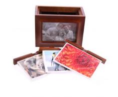 Marco de fotos de madera caja con 3 interno para álbumes