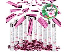 Relaxdays Pack de 10 Cañones Confeti Manual para Bodas y Fiestas, Rosa, 40 cm