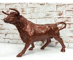 Gran figura toro en cobre brillante escultura de vacuno