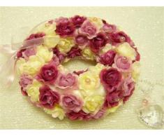 GT Decorations - Boda flores artificiales aumentaron pomander corona de flores colgando decoración (rosa) de