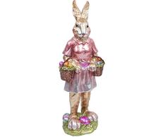 Miss Lovely - Figura decorativa de conejo de Pascua con cesta de polirresina, tamaño 35 x 13 x 10 cm, decoración de Pascua