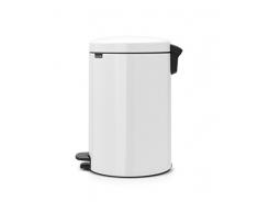 Brabantia 111846 Newicon 111846-Cubo de Basura con Pedal, 20 l, Color Blanco, Acero Inoxidable