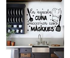 Docliick® Vinilo Frase CatalánEN AQUESTA CUINA. Vinilos decorativos vinilo frases motivadoras para pared. Pegatina de pared, Vinilos decorativos frases Catalán DC-18027 (90x60cm)