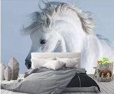 Papel Pintado,Mural,Personalizar 3D Wallpaper Cabeza De Caballo Blanco Lindo Serie Animal Hd Imprimir Decoración De Pared Arte Imagen De Póster Grandes Murales De Seda Para La Habitación De Los Ni