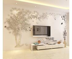 MJTP DIY 3D Enorme Árbol de Pareja Pegatinas de Pared Cristal Acrílico Calcomanías Murales Decoración Hogareña Artes de la Pared (L, Plata, Izquierda a Derecha)