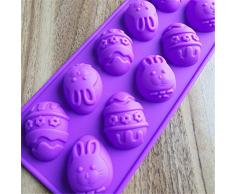 Purebesi 12 huevos de Pascua Moldes de silicona para dulces para tartas de chocolate DIY postres color al azar, 10-Cavity