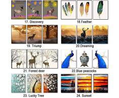 DIY pintura al óleo digital tríptico de flores modular para colorear imagen ciervos pintura abstracta decoración del hogar etiqueta de la pared-40x50cmx3pc Sin marco_Dinos el numero