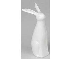 dekojohnson - Conejo Decorativo, Conejo de Pascua, Figura Decorativa, Conejo Decorativo, Blanco, de pie, 35 cm, Tarjeta de Regalo