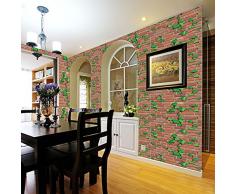 1piezas 45 * 100cm paneles 3D de la pared,Papel Pintado, Ladrillo Pegatina Pared Autoadhesivo Panel Pared Impermeable (45 * 100cm, Multicolor)