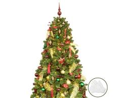 BusyBee Árbol de Navidad Artificial de 180 cm con 240 Luces LED y 107 Decoraciones navideñas de Oro y borgoña, incluidos los Gadgets de árbol de Navidad Luces LED de Cuerda USB