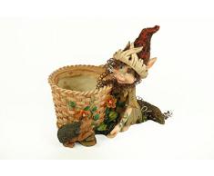 Figura Decorativa Resina "Gnomo con Macera y Erizo" Figuras Jardín. 17 x 10 x 16 cm.