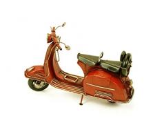 Figura Decorativa de Metal "Moto Scooter Antigua Roja" . Vehículos. Adornos y Esculturas. Coleccionismo. 25 x 9 x 15 cm.