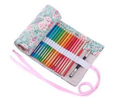 Abaría - Bolsa de lápiz de Colores, Grande Estuche Enrollable 72 lápices, portalápices de Lona, Organizador para Arte, Flores 72 Agujeros