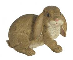 CHICCIE - Conejo de Pascua Sentado de polirresina, marrón, 15 cm, decoración de Conejos de Pascua, decoración de Pascua, Figura de jardín, decoración de jardín