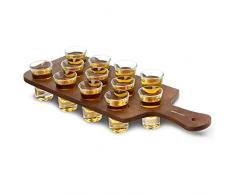 Madera de pino Shot tabla para colocar 12 vasos de chupito - Lote de plumas para Shot de madera para servir bebidas