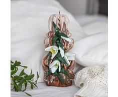Vela de primavera - Vela marrón tallada a mano con gotas de nieve - Vela perfumada de parafina para tu hogar o un bonito regalo para el Día de la Madre, un cumpleaños, Navidad o Semana Santa