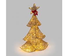 Abeto dorado con purpurina, 67 cm, 64 LED luz cálida, adornos navideños, decoraciones luminosas, árbol de Navidad