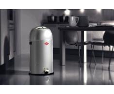 WESCO Kickmaster - Papelera de Acero a Pedal (33 L, con Recubrimiento electrostático), Color Plateado