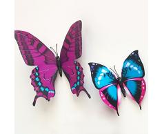 12 piezas 3D Domire mariposas hacer pegatinas pared crfats mariposas, morado, 17.4 x 10.6 x 1.6 cm