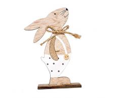 Silverone Decoración de Pascua, Conejo de Pascua, Conejo de Pascua, Conejo de Pascua de Madera, Figura Independiente, decoración de Pascua, B White Bead Rabbit