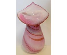 Grande jarron con bulbo de cristal coloreado, florero de vidrio soplado a boca en colour rosa, beige, blanco de marmol, Vaso decorativo, altura aprox. 35-37 cm, diseñado y fabricado por la Oberstdorfer Glashuette