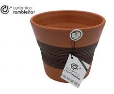 CERÁMICA RAMBLEÑA | Macetas de Barro Rojo | Macetas Decorativas | Macetas de cerámica | Macetas Exterior | Marrón-Nogal | Decoración 100% Hecho a Mano | 20x20x17 cm