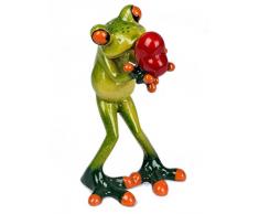 Figura decorativa verliebter Rana con Corazón Verde H. 14 cm B. 7 cm Poly Formano
