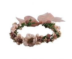 Frcolor Vendas de la corona de la flor, guirnalda floral Vendas de la guirnalda del pelo de la guirnalda para los apoyos de la fotografía de la fiesta del festival de la boda, 2pcs