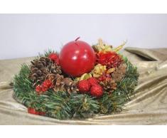 AMP Corona de Navidad, decoración de Navidad, Corona de Adviento de 30 cm - Flores Rojas