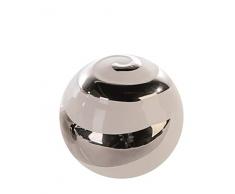 Lifestyle & More Bola Decorativa Moderna Blanco/Plata diámetro de cerámica 15 cm