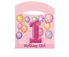 Unique Party 23907-Kit de Decoración de Silla Alta-Fiesta de Globos Rosas de Primer Cumpleaños (23907)