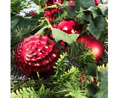 Decorativa corona de Adviento / Navidad, verde-rojo, Ø 55 cm - Corona artificial / Corona floral - artplants