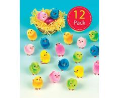 Baker Ross- Pollitos de Peluche de Colores (Pack de 12) -Crear Decoraciones de Primavera y Adornos de Pascua