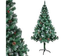 OZAVO Árbol de Navidad Blanco Artificial Nevado con Piños 150cm 400 Ramas,Decoración Navideña,Maxi-Relleno PVC Abeto,Soporte Metálico