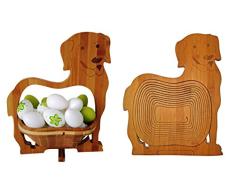 cleanprince Cesta plegable > PERROS < Bambú 30x30 cm de madera Cuenco frutas Frutero Decorativo Tazón Fuente Vegetal Platillo Pascua Nido