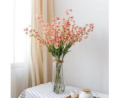 JUSTYOU Simulación Long Branch Bell Flower Campanula Flower Fresh Art Simulación Bouquet Modern Simple Home Decor Lantern Flower Rose Red