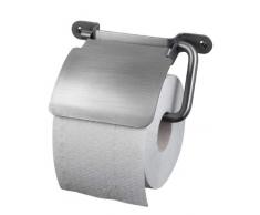 Haceka 415113 IXI - Dispensador de papel higiénico con tapa de acero inoxidable