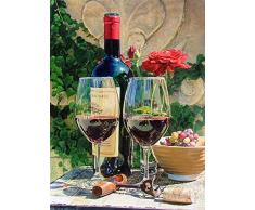 WOWDECOR DIY - Cuadro para Pintar por números, para Adultos, niños, niñas, árboles, Big Ben, Velas, Vino Tinto, 40 x 50 cm, preimpreso, Lienzo de Pintura al óleo, Granate, ohne Rahmen