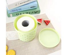 Jiuyizhe Caja de pañuelos de plástico Caja de pañuelos Redonda Caja de pañuelos de Papel Toalla de Papel Caja de pañuelos Frescos (Color : Green)