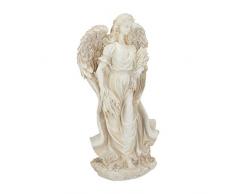 Relaxdays Ángel de jardín, Figura Decorativa, Impermeable y Resistente a heladas, Interior y Exterior, Blanco Crema