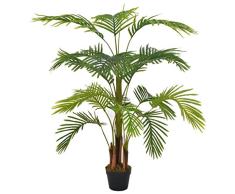 vidaXL Planta Artificial Decoración Palmera Maceta Flores Decorativas Realistas Exterior Interior Oficina Hojas Plástico 120 cm Alta Verde Marrón