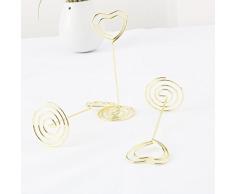 WOVELOT 24 Paquete de numero de tabla Soportes de tarjeta Soporte de foto Soporte de tarjeta de lugar Portapapeles de menu, forma de corazon dorado