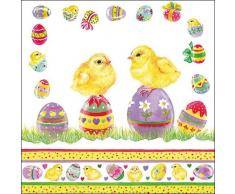 Servilletas de Pascua – huevos de pollitos, 3 capas servilletas de papel, 33 x 33 cm
